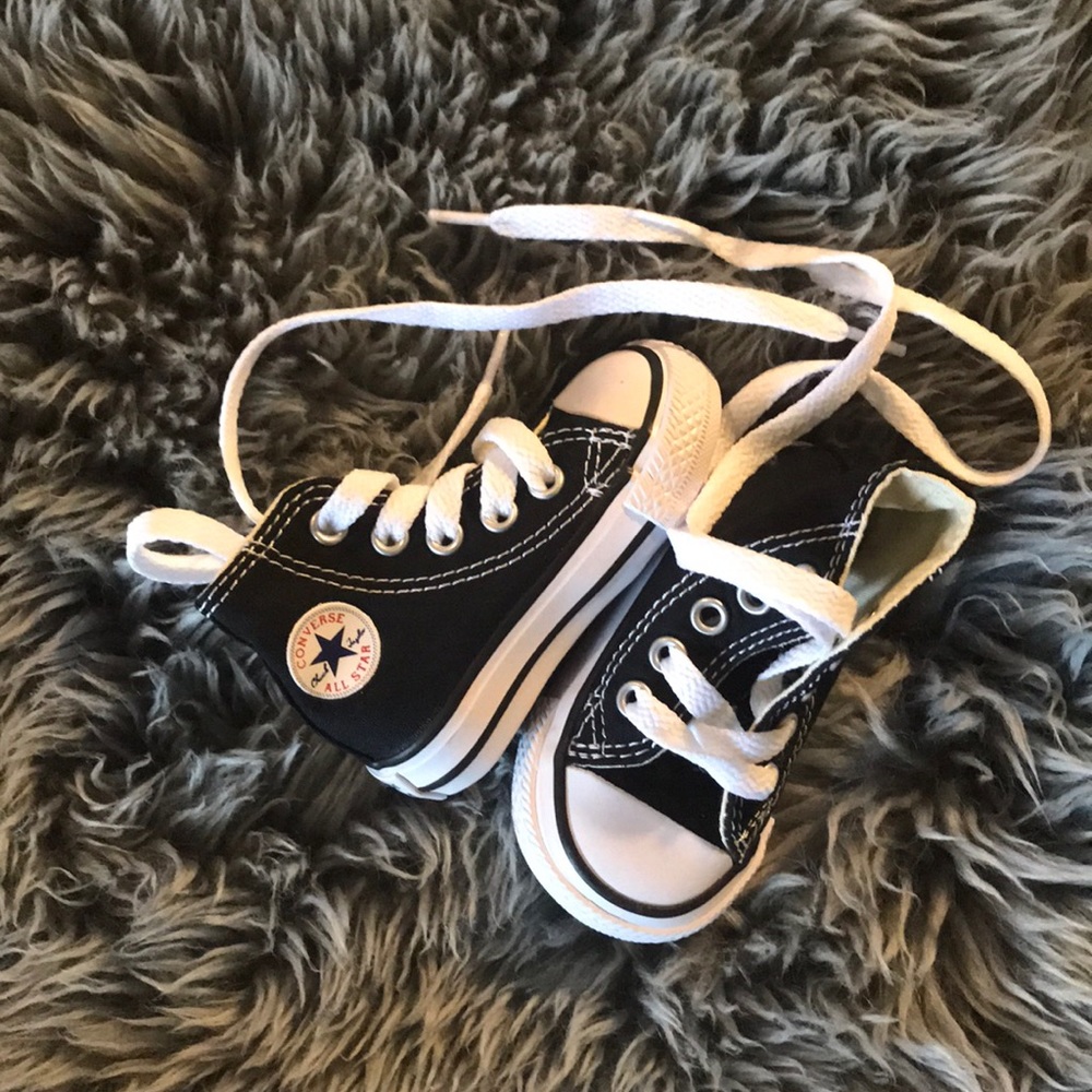 Size 2 black converse hard sole high tops
